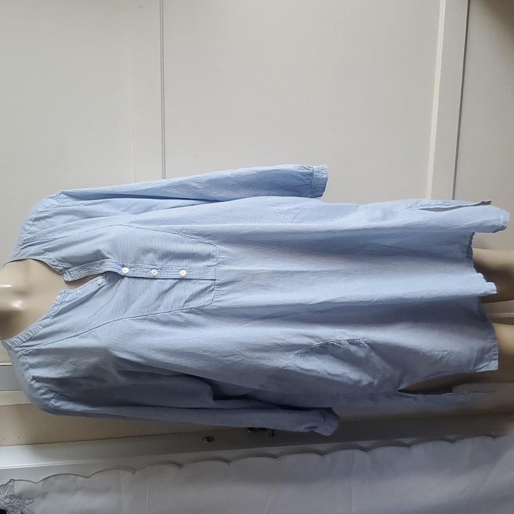 Love By Gap  100% Coton Blue Casual Striped Shirt Dress Size M/L